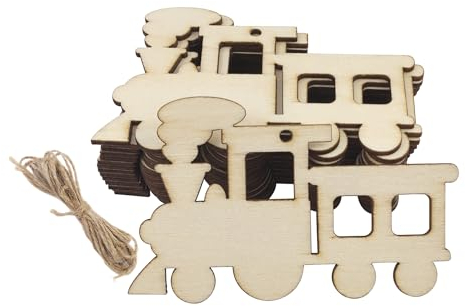 30 Stück 10,2 cm unlackierte Holz-Zug-Ausschnitte Basteln Holzeisenbahn zum Bemalen von Zugformen Ausschnitte Malen Holz Autos hängende Ornamente DIY Geschenkanhänger für Zuhause Party Dekoration