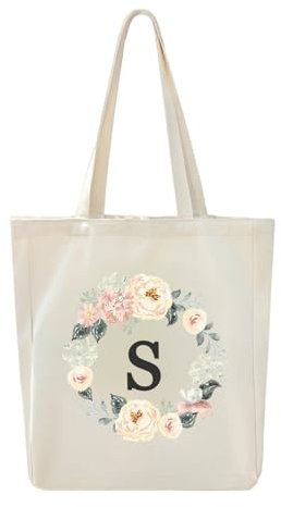 Bolsa de lona, bolsa de regalo personalizada con 26 letras A-Z, bolsa de compras ecológica reutilizable, bolsa de regalo, adecuada para bodas, cumpleaños, eventos, fiestas, vacaciones en la playa.