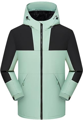 Arbeitsjacke Winter, Men'S And Outdoor Color Matching Stormtrooper Hooded Plush Thick Jacket Oversized Fleece Fahrrad Regenjacke Winterjacke Männer 5Xl Hose Blouson Jacket (3XL, Light Green) Generisch