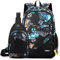 Amythe Schulrucksack Jungen Teenager 2 Teilig mit Sling Bag Herren Casual Daypack，Schultaschen-Set für 9-18 Jahren, Große Kapazität Wasserdicht Camouflage Rucksack Schule Mädchen, Grün