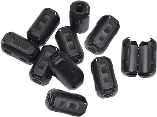 Confezione da 10 anelli a scatto con nucleo in ferrite, filtro RFI EMI per cavo di alimentazione USB/audio/video, nero, 7 mm