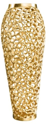 Riess Ambiente Filigrane Design Vase Abstract Leaf Gold 65cm Handarbeit große Dekovase für Wohnzimmer, Flur, Schlafzimmer, Bad