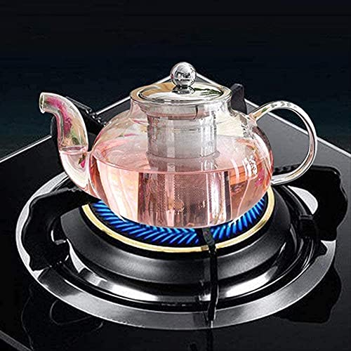 Teiera in vetro semplice e creativa da 800 ml con infusore in acciaio inossidabile 304, resistente al calore, strumento per teiera a foglie sciolte, set bollitore semplice e creativo,