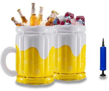 JOINSI Aufblasbarer Bierkühler, Eiskübel, Getränkekühler, Behälter für Grill, Picknick, Sommerparty-Dekorationen, 2 Stück