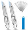 2 Pièces Cutter Professionnel Retractable Kit,7 en 1 Acier Inox Couteau Utilitaire Polyvalent et Robuste,2024 Cutter Professionnel, avec 10 Lame Cutter 18 mm, pour Maison, École, Bureau