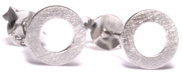 Mattierte Donut Kreis Ohrstecker aus 925 Sterling Silber