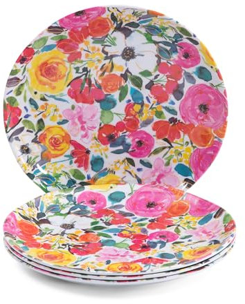 The Farmhouse by Rachel Ashwell Melamine Vibrant Floral Dinnerware (Vibrant Floral, Dinner Plates, Set of 4)