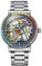 DAXIAOYU Einzigartiges Design, vollautomatische mechanische Herrenuhr, farbige Edelsteine, Einfassung, Skelett-hohles Schwungrad-Armbanduhr, wasserdicht, leuchtend, Edelstahl, trendige Uhren,