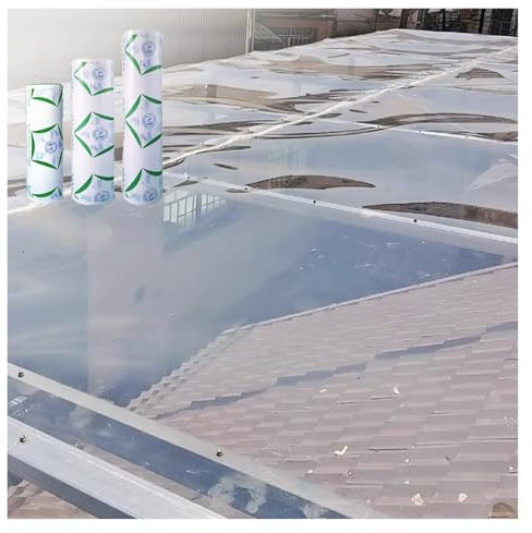 RLINZ PC Full Transparent Durable Panel Roofing Canopies, UV Protected All-Weather Outdoor Greenhouse Covering, Strong Impact Shatterproof(1.56x12m)