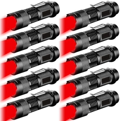 MVIOCS Rote LED-Taschenlampe, hohe Lumen, ultrahelle rote Taschenlampe, rotes Licht, zoombar, wasserdicht, Blitzlicht für Outdoor, Astronomie, Luftfahrt, Nachtbeobachtung, Notfall (10)