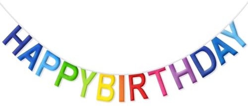 G2PLUS Happy Birthday Girlande, Bunt, 2.8M, Wiederverwendbar, für Kind, Erwachsene