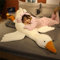 Weißes Gänse Plüschtier，Riesige Gans Plüschtiere Große Ente Puppe Weiches Kuscheltier Schlafkissen Kissen für Kinder und MädchenPlüsch Gans Kissen Puppe Geschenk für Fans Kinder (90 cm,Weiß)