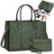 NEWHEY Laptop Bag for Women 15.6 Inch Large Work Tote Bag with Clutch Bag Designer PU Leather Briefcase Ladies Handbag with Laptop Pocket Messenger Shoulder Bag for School Office Travel Business