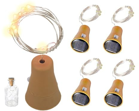 Muzrunq Solar Bottle Lights with Cork Outdoor 5PCS 1m 10 LEDs Cork Lights for Bottles Waterproof Cork Fairy Lights for DIY Party Wedding Christmas Decor Warm White