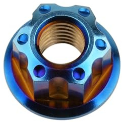 jiuxinyun 1PCS Titan Muttern M6 M8 M10 M12 M14 M16 Flansch Mutter for Motorrad Fahrrad Verschluss Hinterachse Muttern(Burnt Blue,M14)