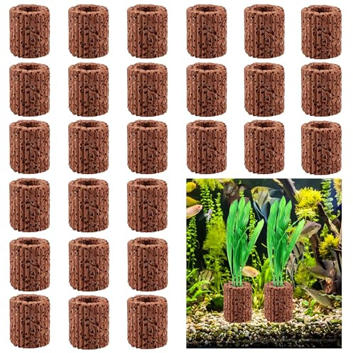 25 Stück Aquarium Wasserpflanzen Fester Ring,Aquarium Filter Ringe Keramikringe,Dekoration,Wasserpflanze Ringe