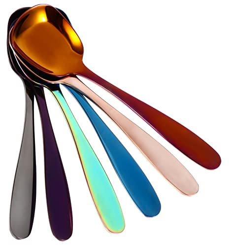 PRETYZOOM - Cuillères À Glace En Acier Inoxydable Plates Et Faciles À Nettoyer 6 Pièces