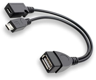 USB OTG Power Cable - 2 in 1 Micro USB Port OTG Adapter Splitter HDD for Samsung Andriod Firestick 4K/4K Max/Lite/Cube/2nd Gen - High Speed U-SB Host Adapter, 6-Inch