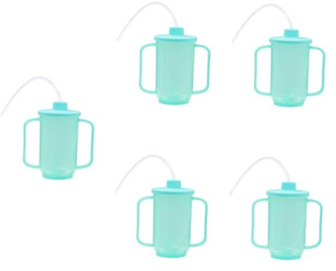Healvian 5piezas Taza Antiderrames Con Pajita Para Pacientes Discapacitados Vaso Rehabilitador Para Adultos Mayores y Personas Con Dificultades De Movimiento y Durable