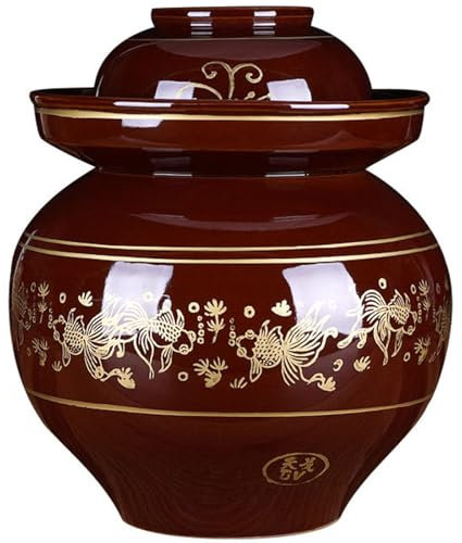 DECORN Gärung Krug mit Deckel - Keramik Sauerkraut Einlegen Topf - Steinzeug-Topf für die Gärung, Einlegen von Kimchi, Pickles, Gemüse, Kombucha,13kg