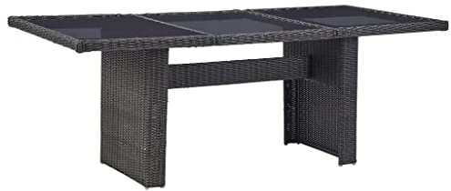 GCHDHAPB Home-Outdoor Home-Outdoor Tische Garten Esstisch Schwarz 200x100x74cm Glas und Polyrattan