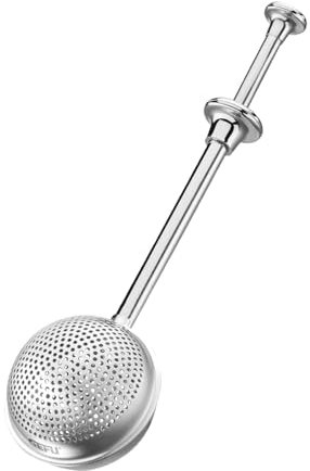 GEFU T‑BALL Teefilter | Kugelform mit Messlöffel‑Funktion | Feinlochung für intensives Aroma | Öffnungsmechanismus & spülmaschinengeeignet