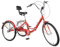 Mqwdxzfes Klappbares Dreirad, Transport Dreirad mit LED-Scheinwerfer & Einkaufskorb, 7-Gang Rotes Dreiradfahrrad 24 Zoll 3 Räder Bike Fahrrad Outdoor Einkaufs Fahrrad für Senioren & Erwachsene