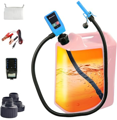Automatic Fuel Transfer Pump with Auto-Stop, 51'' Extra Long Hose, 3.2 Gallon per Min, Fast and Safe Portable Gas Can Pump for Oil,Battery Powered (Manual Nozzle Type) (orange) (Blue)