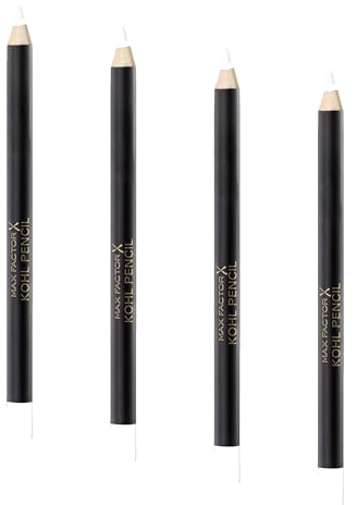 Max Factor Matita Occhi Kohl Pencil, 010 White, 4 ml, Confezione Da 4