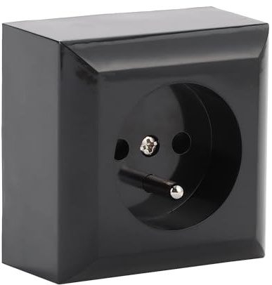 Electraline 60486 Prise française (2P+T) 16A, Noir, Prise Electrique Murale avec Terre, Prêt à Installer