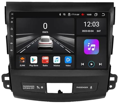 Radio para Automóvil con GPS para Mitsubishi Outlander 2005-2011 Android 15 9 Pulgadas Portátil de Pantalla de Coche Lien Miroir para, 4 Core 2G+64G