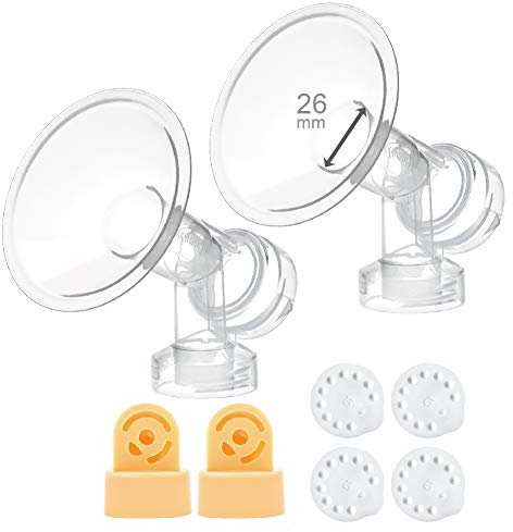 Maymom 26 mm 2xOne-Piece Breastshield w/Valve and Membrane Compatible with Medela Breast Pumps; Made by Maymom.