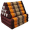 Thaiboo® Thaikissen mit 3 Auflagen, handgefertigt, Thaimatte zum Klappen, Dreieckskissen mit Klappmatratze, Keilkissen Kapok, Rücken Yogakissen Faltbar, ca.170x50x8 – Braun/Orange