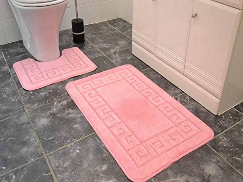 Rugs Supermarket Rose Pink 2 Piece Bath Mat Set. Available in 25 Colours