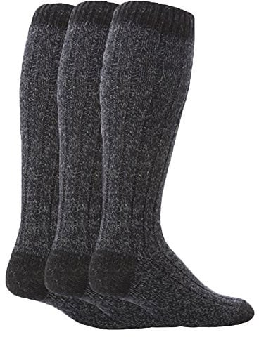 Workforce - 3 Pairs Mens Extra Long Knee High Thick Warm Wool Rich Knitted Boot Socks (WFH0035NVY)(Size: 6-11 UK)