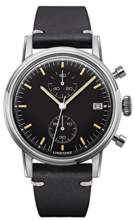 Undone Urban Speedy Chronograph Hybrid Quarz Mechanisch Edelstahl Leder Schwarz Datum Vintage Herren Uhr
