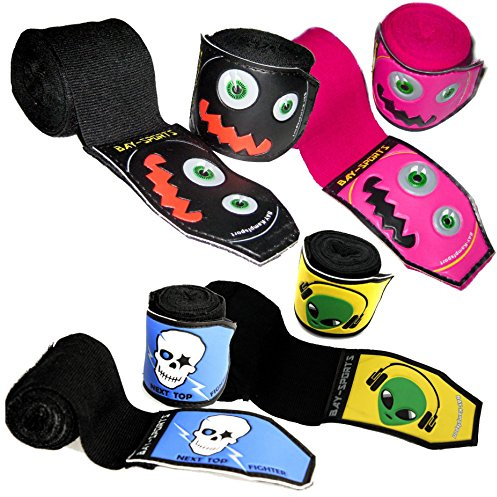 BAY® Boxbandagen, Kinder, Alien, Monster, Totenkopf, Boxbandagen, Kids Box-Bandagen 1,5-2,0-2,5 m Tapes, Wrap, Handbandagen, Faustbandagen, Hand, Faust,