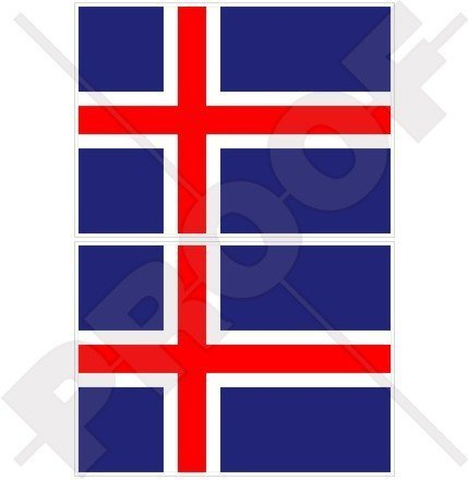 Island isländische Flagge 75mm Auto & Motorrad Aufkleber, x2 Vinyl Stickers