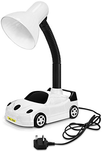 Racing Car Desk Lamp Flexible White and Black with LED Golf Ball Bulb 4w