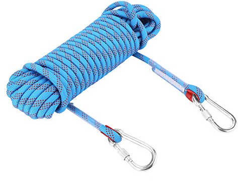 12mm Durchmesser Kletterseil Heavy Duty Seil Abseilseil Feuerschnur Survival Seile mit 2 Karabinern(20M)
