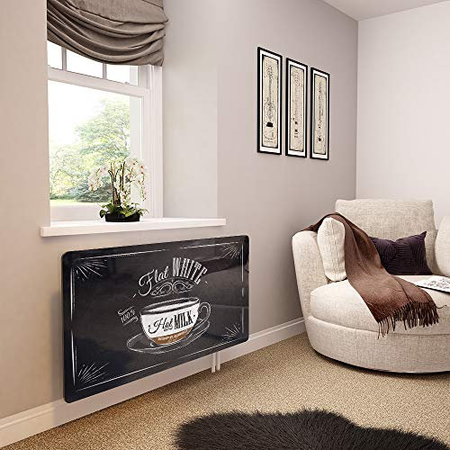 Glass Radiator Cover Printed - Flat White Coffee - Made by Premier Range in 1220mm Wide x 640mm High