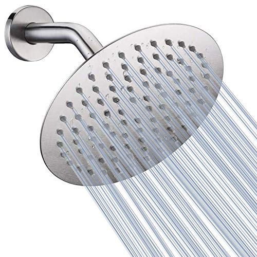 NearMoon Soffione doccia a pioggia, design ultra sottile, con aumento della pressione, fantastica esperienza, in acciaio inox ad alto flusso (20,3 cm, nichel spazzolato)
