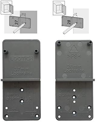 LOOTICH Ankörn-Schablone Bohrschablone für Scharniere Topfbänder Ø 26mm und 35mm Bohrlehren für 32er Lochreihen Montageplatten und Ø 25mm und 20mm Exzenter Verbindungsbeschläge 2 Stück