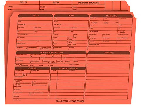 NextDayLabels Immobilienlisten-Ordner – rechte Seitenliste, vorgedruckt auf robustem Karton, mit Checkliste zum Abschließen und farbcodierten Punkten zum Organisieren (Orange, Briefgröße, 25 Stück)