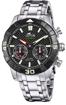 Lotus Herren Hybrid Smartwatch Connected Edelstahl 316L - Analoge Intelligente Uhr - 10 ATM Wasserdicht 18810/2 - Musiksteuerung, Schrittzähler, Anrufbenachrichtigungen
