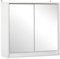 HOMCOM Bathroom Mirror Cabinet Wall Mounted Storage Shelf Bathroom Cupboard Double Door, White