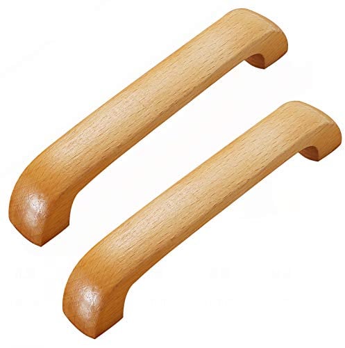 2 Stücke Möbelgriff Holz Türgriff Schubladengriffe aus Buchenholz Massiv Holzgriff für Schranktür Griff Schrankgriff Küche für Schubladen Kommoden Schrank Schuhkasten(Hole distance: 128mm)