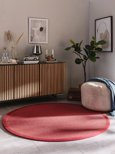 benuta Nest Sisal Naturfaser Teppich Sana - Rot rund 250 cm - Robuster Teppich für Esszimmer & Wohnzimmer - 100% Sisal Naturfaser - Zeitloses Design