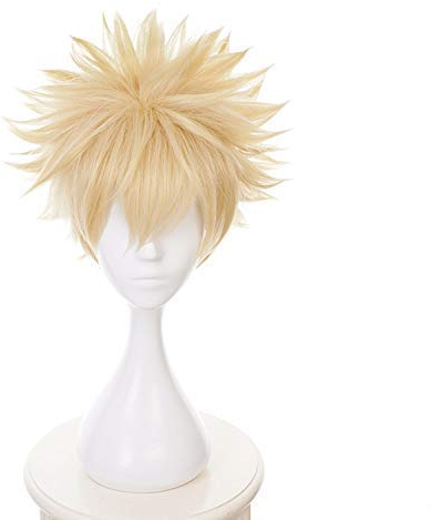 Chtom Anime Mein Held Akademie Baku Kein Held Bakugou Katsuki Bakugo Perücken Kurzer Leinen Blondine Hitzebeständige Cosplay Kostüm Perücke + Perücke Kappe
