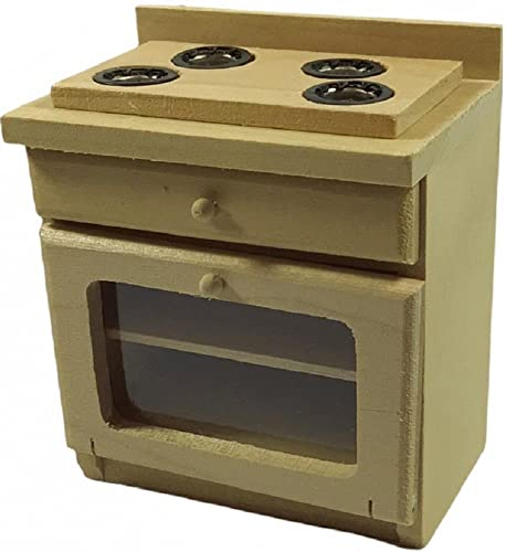 Melody Jane Puppenhaus, blankes Holz, Herd, Miniatur-Holz, Küchenmöbel 1:12